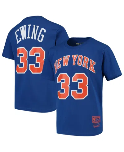 Mitchell & Ness Big Boys And Girls Mitchell Ness Patrick Ewing Blue New York Knicks Hardwood Classics Name Number T-