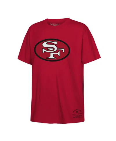 Mitchell & Ness Kids' Big Boys And Girls Mitchell Ness Scarlet San Francisco 49ers Retro Logo T-shirt In Red