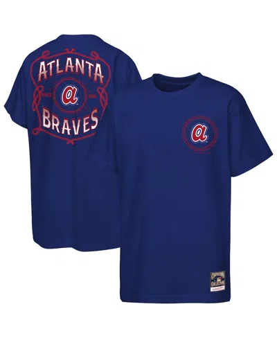 Mitchell & Ness Kids' Big Boys And Girls Navy Atlanta Braves Cooperstown Rodeo Rope T-shirt In Blue