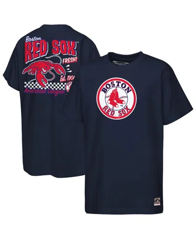 Mitchell & Ness Kids' Big Boys And Girls Navy Boston Red Sox Cooperstown Concession T-shirt In Blue