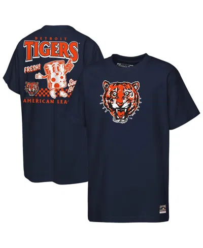 Mitchell & Ness Kids' Big Boys And Girls Navy Detroit Tigers Cooperstown Concession T-shirt In Blue