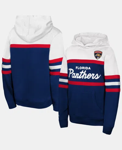 Mitchell & Ness Kids' Big Boys' And Girls' Navy Florida Panthers Head Coach Hoodie In Navy,white