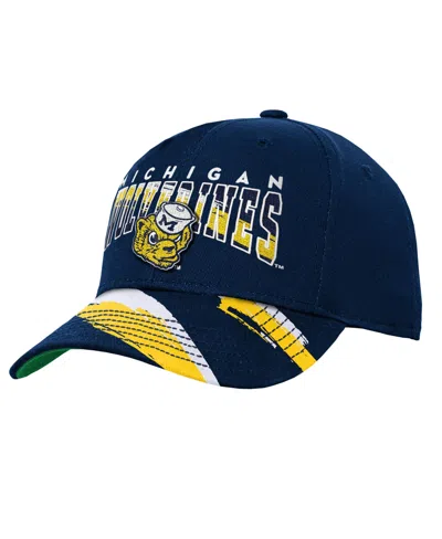 Mitchell & Ness Kids' Big Boys' And Girls' Navy Michigan Wolverines Mascot Streaks Pro Crown Adjustable Hat In Blue