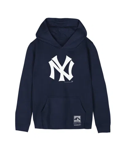 Mitchell & Ness Kids' Big Boys And Girls Navy New York Yankees Retro Logo Hoodie In Blue