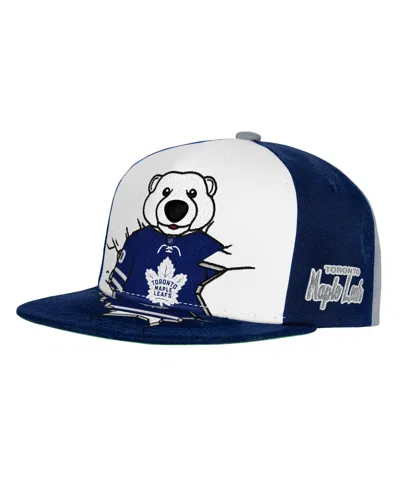 Mitchell & Ness Kids' Big Boys And Girls Navy Toronto Maple Leaf's Mascot Snapback Hat In Blue