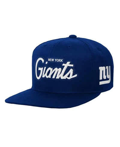 Mitchell & Ness Kids' Big Boys' And Girls' New York Giants Head Coach Flat Brim Snapback Hat In Blue