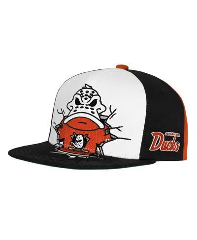 Mitchell & Ness Kids' Big Boys And Girls Orange Anaheim Ducks Mascot Snapback Hat In Black
