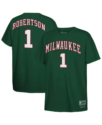 Mitchell & Ness Kids' Big Boys And Girls Oscar Robertson Hunter Green Milwaukee Bucks Hardwood Classics Name Number T-shir
