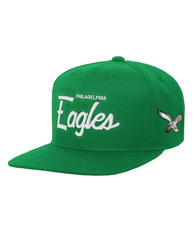 Mitchell & Ness Kids' Big Boys And Girls Philadelphia Eagles Head Coach Flat Brim Snapback Hat In Green