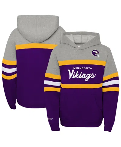 Mitchell & Ness Kids' Big Boys And Girls Purple Minnesota Vikings Throwback Head Coach Pullover Hoodie In Multi