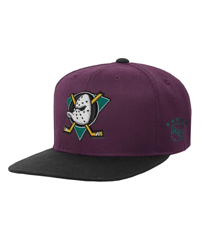 Mitchell & Ness Kids' Big Boys' And Girls' Purple/black Anaheim Ducks Legendary Snapback Hat