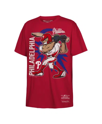 Mitchell & Ness Kids' Big Boys And Girls Red Philadelphia Phillies Distressed Torpedo Launch T-shirt
