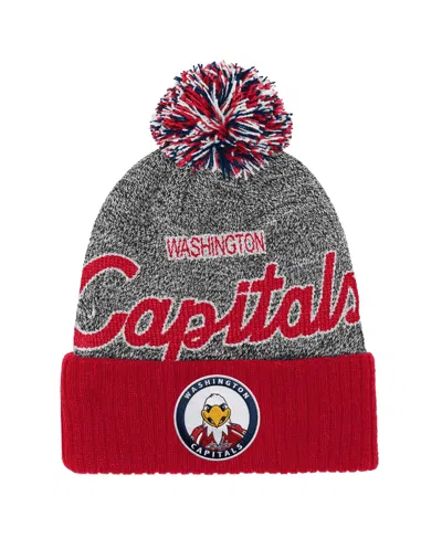 Mitchell & Ness Kids' Big Boys' And Girls' Red/gray Washington Capitals Mascot Cuffed Knit With Pom Hat