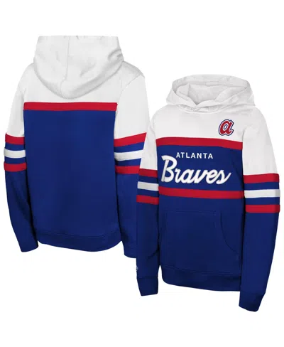 Mitchell & Ness Kids' Big Boys' And Girls' Royal Atlanta Braves Throwback Head Coach Hoodie