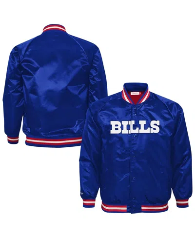 Mitchell & Ness Kids' Big Boys And Girls Royal Buffalo Bills Lightweight Full-snap Satin Jacket In Blue
