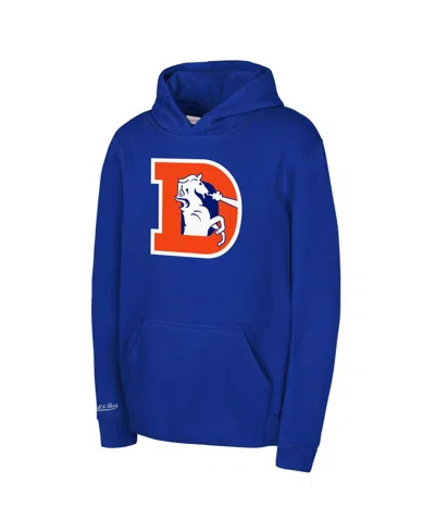 Mitchell & Ness Kids' Big Boys And Girls Royal Denver Broncos Retro Logo Hoodie In Blue