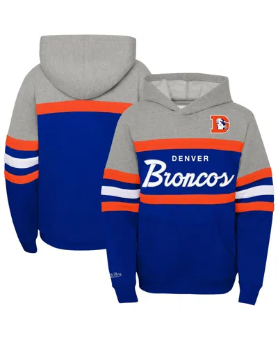 Mitchell & Ness Kids' Big Boys And Girls Royal Denver Broncos Throwback Head Coach Pullover Hoodie In Multi