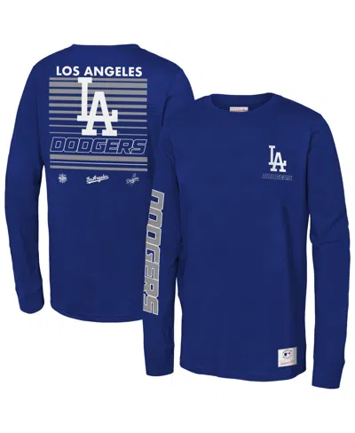 Mitchell & Ness Kids' Big Boys' And Girls' Royal Los Angeles Dodgers Triple Play Long-sleeves T-shirt