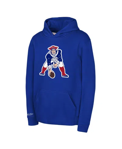 Mitchell & Ness Kids' Big Boys And Girls Royal New England Patriots Retro Logo Hoodie In Blue