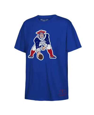 Mitchell & Ness Kids' Big Boys And Girls Royal New England Patriots Retro Logo T-shirt In Blue