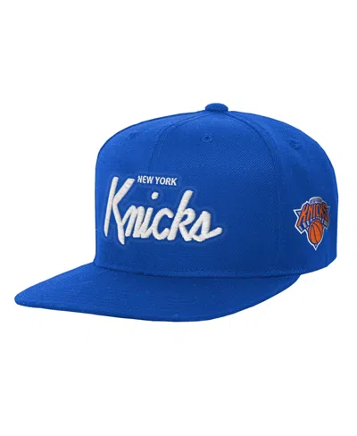Mitchell & Ness Kids' Big Boys' And Girls' Royal New York Knicks Head Coach Flat Brim Snapback Hat In Blue