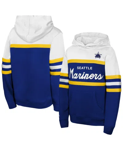 Mitchell & Ness Kids' Big Boys' And Girls' Royal Seattle Mariners Throwback Head Coach Hoodie In Blue