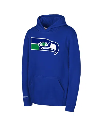 Mitchell & Ness Kids' Big Boys And Girls Royal Seattle Seahawks Retro Logo Hoodie In Blue