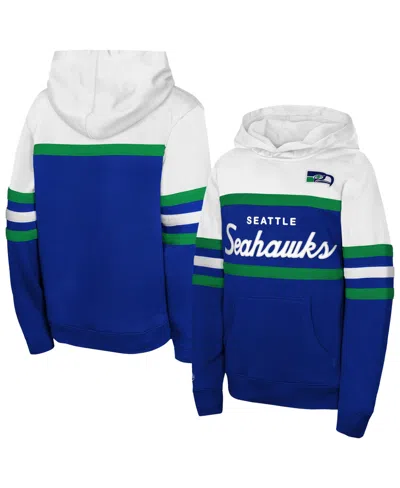 Mitchell & Ness Kids' Big Boys' And Girls' Royal Seattle Seahawks Throwback Head Coach Hoodie In Multi