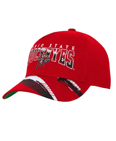Mitchell & Ness Kids' Big Boys' And Girls' Scarlet Ohio State Buckeyes Mascot Streaks Pro Crown Adjustable Hat In Red