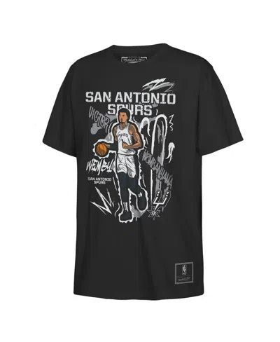 Mitchell & Ness Kids' Big Boys And Girls Victor Wembanyama Black San Antonio Spurs Chalked Up Player Name & Number T-shirt