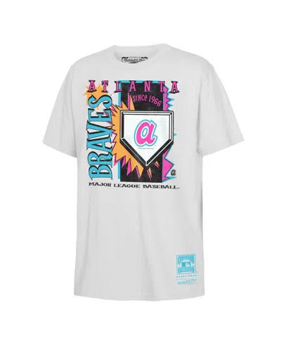 Mitchell & Ness Kids' Big Boys And Girls White Atlanta Braves Cooperstown Neon Field Shock T-shirt In Gray