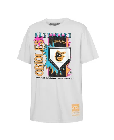 Mitchell & Ness Kids' Big Boys And Girls White Baltimore Orioles Cooperstown Neon Field Shock T-shirt