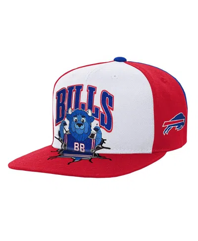 Mitchell & Ness Kids' Big Boys And Girls White Buffalo Bills Team Mascot Snapback Hat In Red