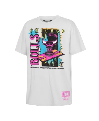 Mitchell & Ness Kids' Big Boys And Girls White Chicago Bulls Neon Court Shock T-shirt