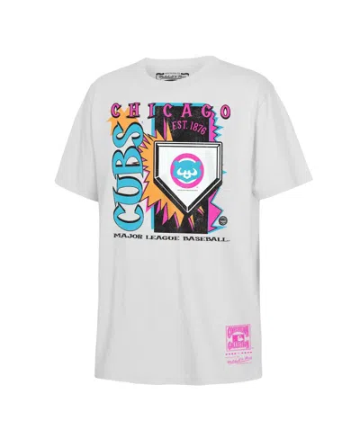 Mitchell & Ness Kids' Big Boys And Girls White Chicago Cubs Cooperstown Neon Field Shock T-shirt