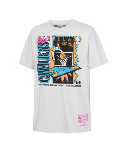 Mitchell & Ness Kids' Big Boys And Girls White Cleveland Cavaliers Neon Court Shock T-shirt In Animal Print