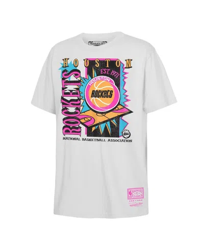 Mitchell & Ness Kids' Big Boys And Girls White Houston Rockets Neon Court Shock T-shirt