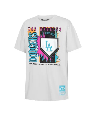Mitchell & Ness Kids' Big Boys And Girls White Los Angeles Dodgers Cooperstown Neon Field Shock T-shirt In Gray
