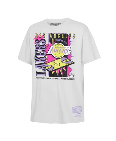 Mitchell & Ness Kids' Big Boys And Girls White Los Angeles Lakers Neon Court Shock T-shirt