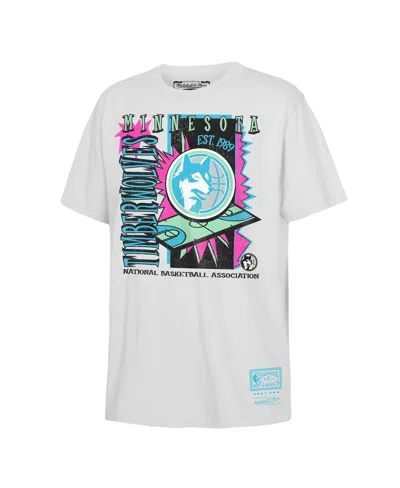 Mitchell & Ness Kids' Big Boys And Girls White Minnesota Timberwolves Neon Court Shock T-shirt In Gray