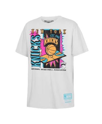 Mitchell & Ness Kids' Big Boys And Girls White New York Knicks Neon Court Shock T-shirt In Gray