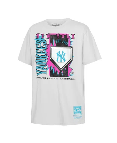 Mitchell & Ness Kids' Big Boys And Girls White New York Yankees Cooperstown Neon Field Shock T-shirt In Gray