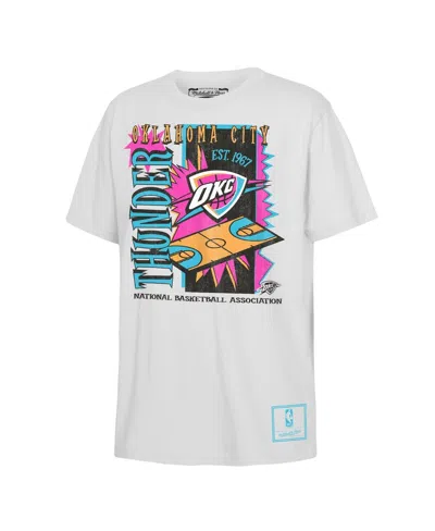 Mitchell & Ness Kids' Big Boys And Girls White Oklahoma City Thunder Neon Court Shock T-shirt In Gray
