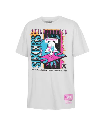 Mitchell & Ness Kids' Big Boys And Girls White Philadelphia 76ers Neon Court Shock T-shirt