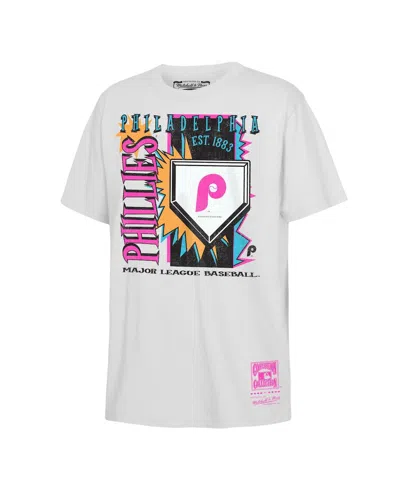 Mitchell & Ness Kids' Big Boys And Girls White Philadelphia Phillies Cooperstown Neon Field Shock T-shirt