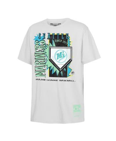 Mitchell & Ness Kids' Big Boys And Girls White Seattle Mariners Cooperstown Neon Field Shock T-shirt In Brown