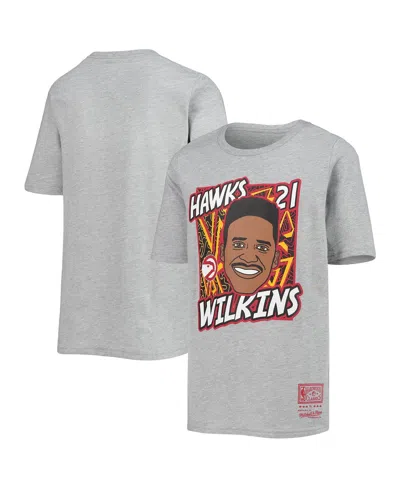 MITCHELL & NESS BIG BOYS MITCHELL & NESS DOMINIQUE WILKINS HEATHERED GRAY ATLANTA HAWKS HARDWOOD CLASSICS KING OF TH