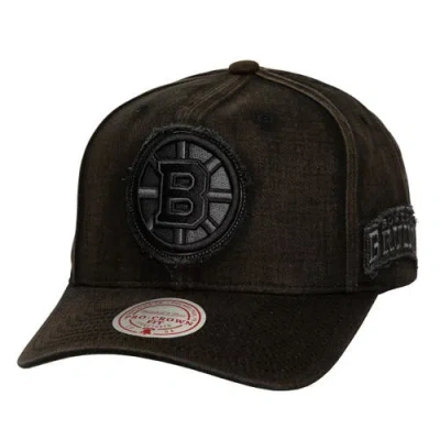 Mitchell & Ness Black Boston Bruins Downtown Snow Wash Pro-crown Adjustable Hat