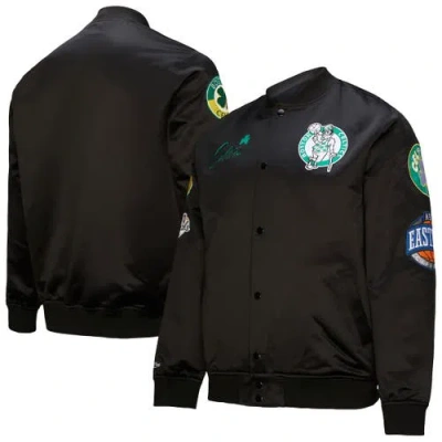 Mitchell & Ness Black Boston Celtics Hardwood Classics Blackout Collection Satin Full-zip Jacket