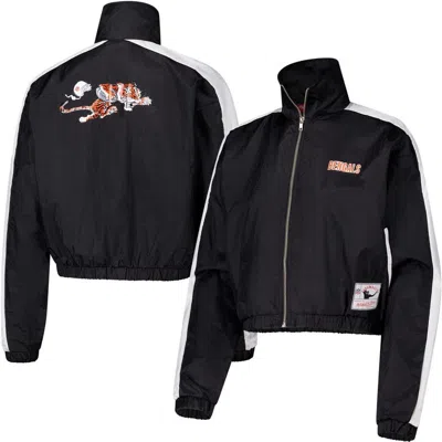 Mitchell & Ness Black Cincinnati Bengals Nylon Cropped Full-zip Jacket